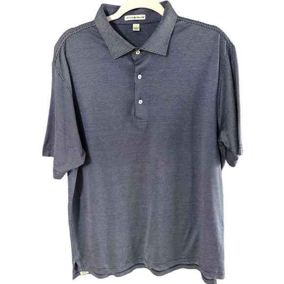 Peter Millar Other - Peter Millar Mens Short Sleeve Blue Striped Polo Shirt Size Large Golf